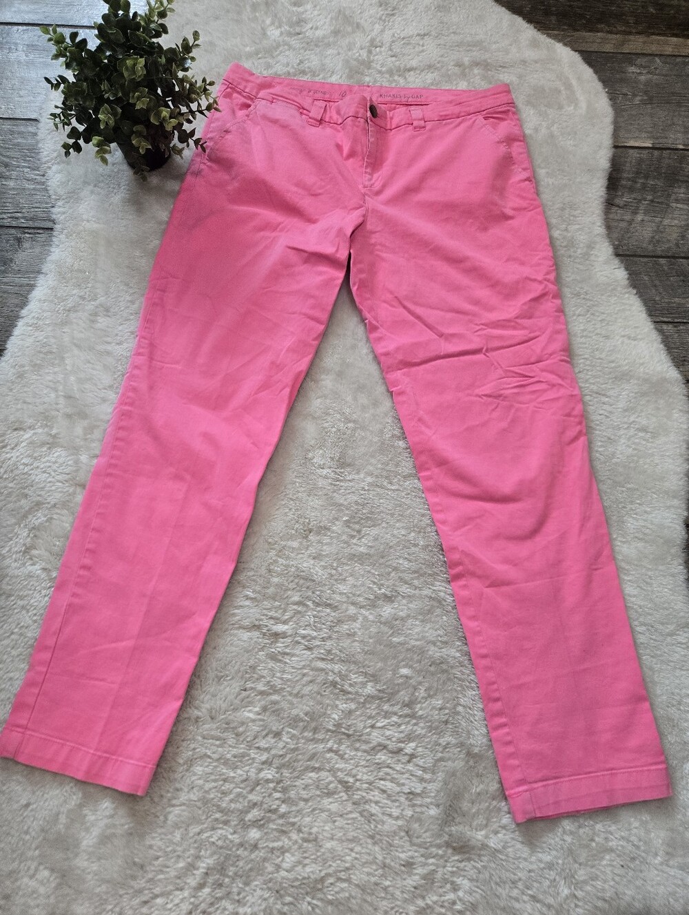GAP Pink Broken-In Straight Leg Flat Front Preppy Vibrant Chinos, Size 10